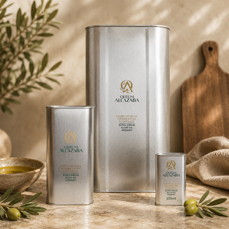 Aceite de Oliva Virgen Extra Picual ecológico en lata, Oleum Alcazaba