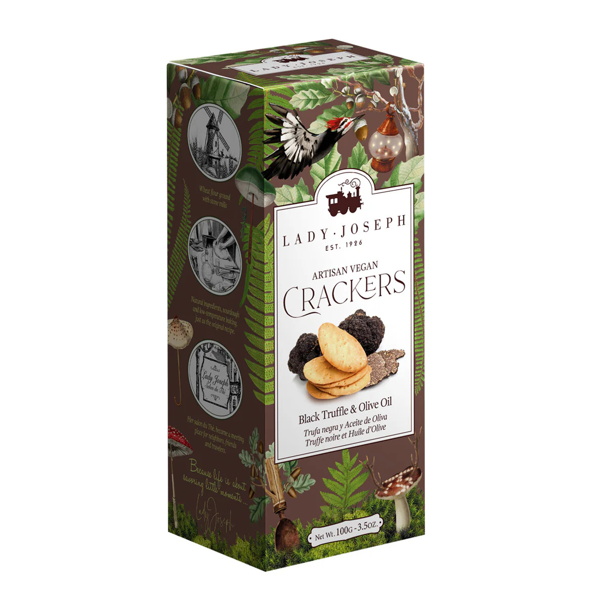 Crackers veganos artesanos con trufa negra y aceite de oliva, Lady Joseph