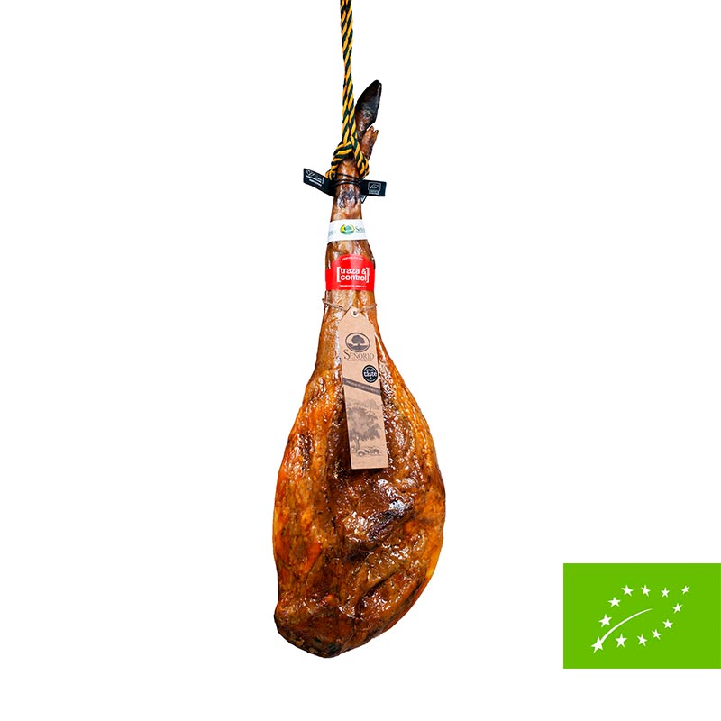 Jamón 100% raza ibérica ecológico, etiqueta negra, Señorío de Montanera