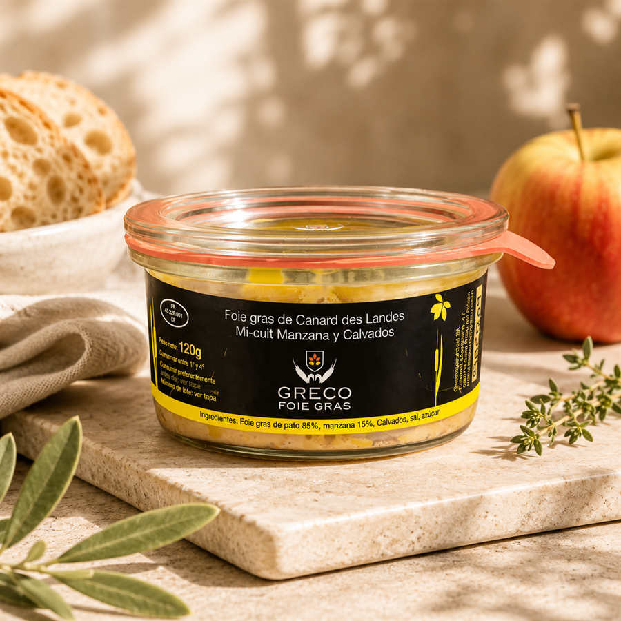 Foie Gras mi-cuit con manzana y Calvados, El Greco