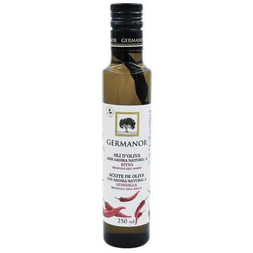 AOVE arbequina aromatizado con guindilla, Germanor
