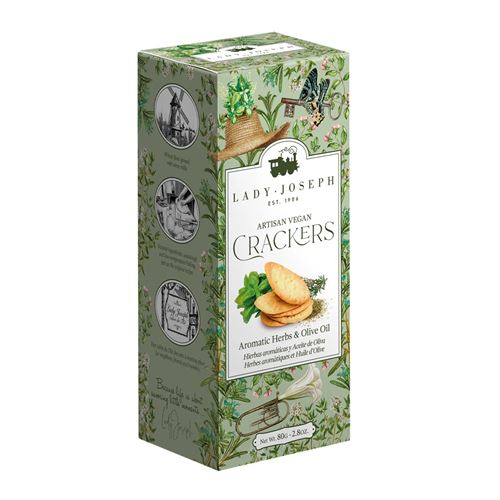 Crackers veganos artesanos con aceite de oliva y hierbas aromáticas, Lady Joseph
