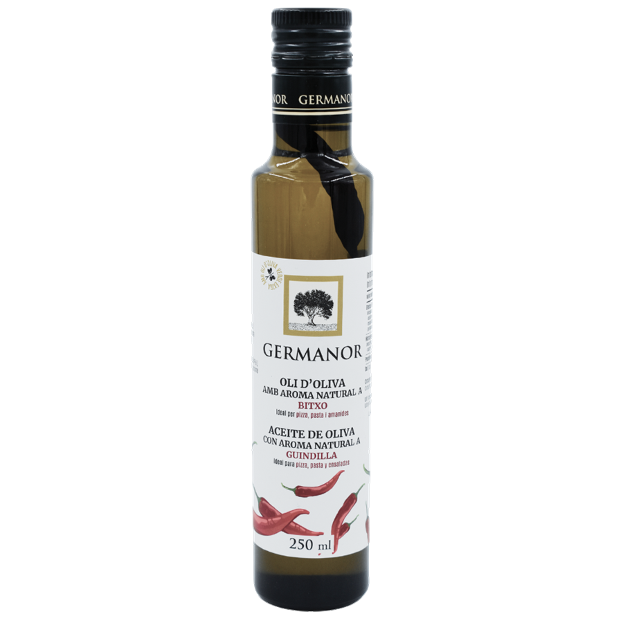 AOVE arbequina aromatizado con guindilla, Germanor