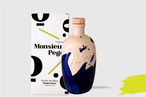 AOVE Cosecha Temprana, Botella Cerámica Reutilizable Picual, Monsieur Pegó