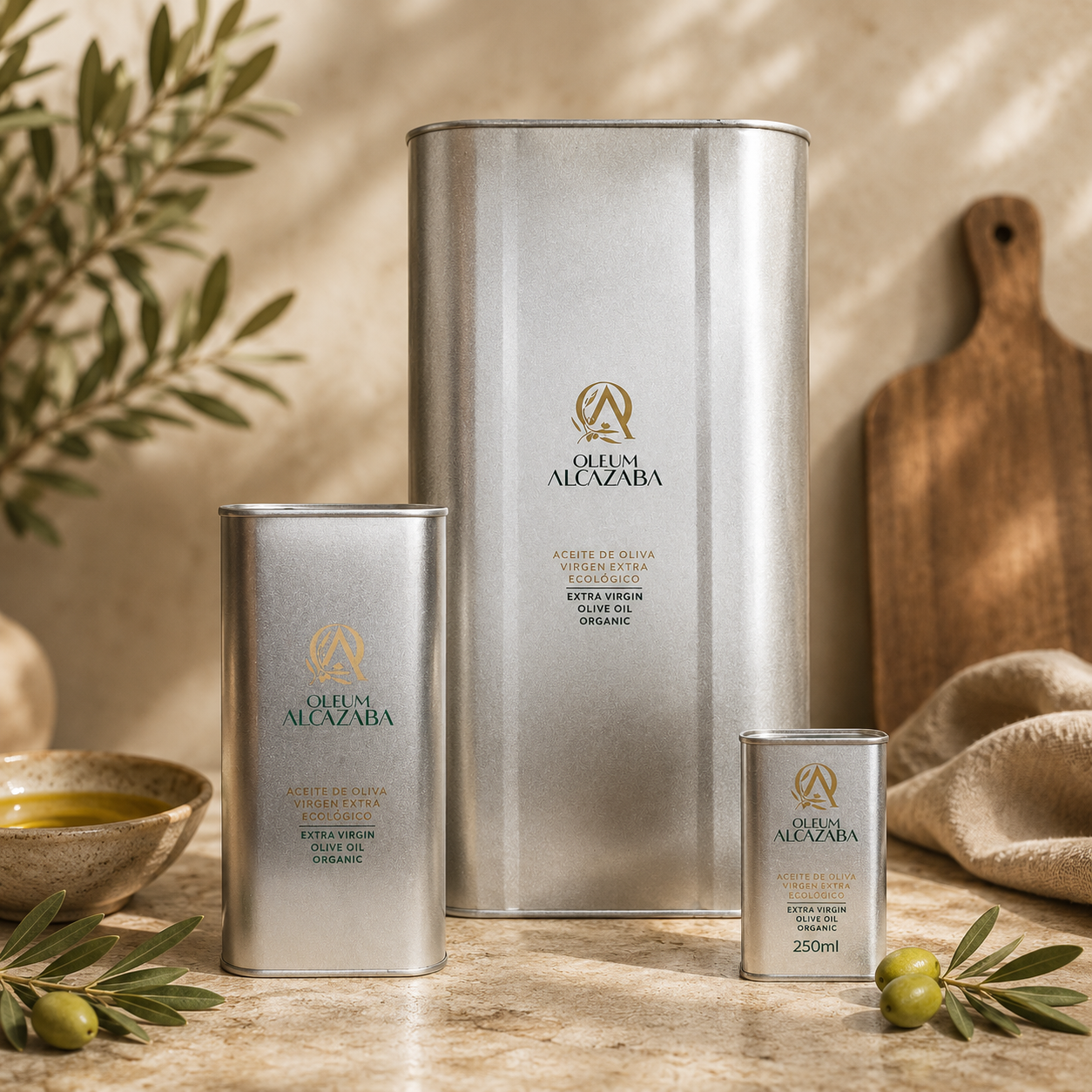 Aceite de Oliva Virgen Extra Picual ecológico en lata, Oleum Alcazaba