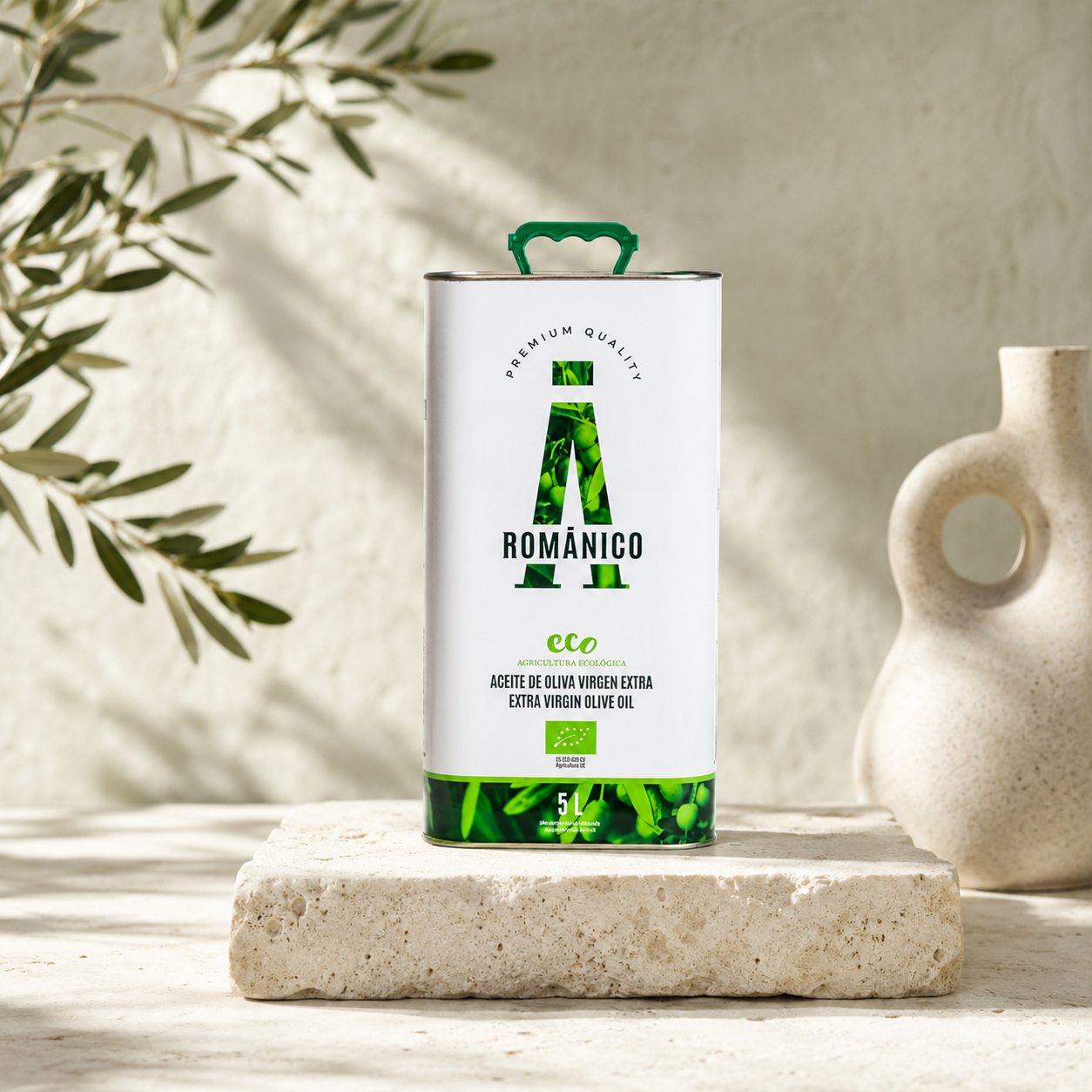 Aceite de Oliva Virgen Extra ecológico arbequina 3litros, Romanico