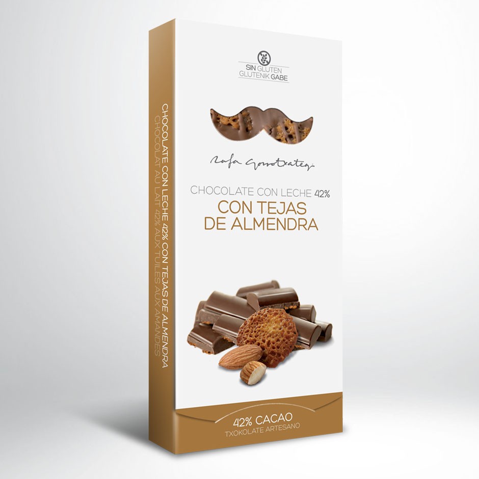 Chocolate con leche 42% con tejas de almendra, Rafa Gorrotxategi
