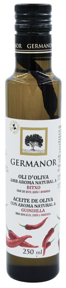 AOVE arbequina aromatizado con guindilla, Germanor