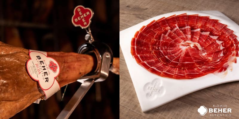 Jambon 100% Ibérico Bellota Oro Pata Negra tranché, BEHER